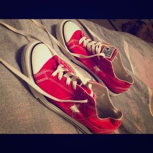 Red converse - women's 8